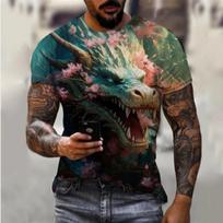 Hip Hop Men's T-shirt Dragon 3D Print Short Sleeve Shirt Summer Casual Streetwear Custom Harajuku O-Neck Top 6xl black