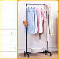 Single-Pole Floor-Standing Indoor Clothes Drying Rack for Bedrooms