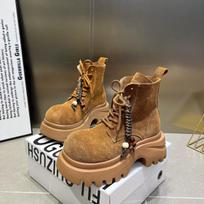 2025 autumn new matte leather Martin boots women's shoes platform muffin round head lace-up casual locomotive boots short boots women 35 ruda