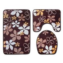 3 vnt Vonios kilimėlio kontūrinis kilimėlis Tualeto dangčio dangtelis Vonios kilimėlių rinkinys Coffee daisy 45*75cm#1