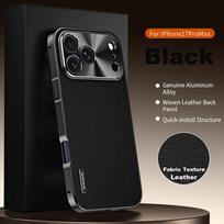 Prabangus Aukštos Kokybės Originalios Technologijos Austas Dėklas iPhone 17 Pro Max Telefonui Su Magsafe Magnetiniu Belaidžiu Įkrovimu Aliuminio Metalo Dangtelis For iPhone 17 Pro Max juoda