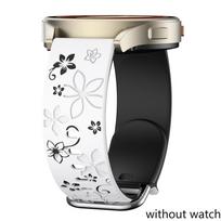 18mm 20mm 22mm Išgraviruotas gėlių silikoninis universalus dirželis Samsung Galaxy Watch 7 6 5 4 5pro, Huawei Watch GT6 Pro 46mm GT6/5/4 46mm 41mm 22MM balta