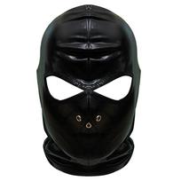 Unisex juoda blizgi odinė kaukė su gobtuvu, kvėpuojanti spandekso, vyriška latekso galvos apdangalas, Cosplay kaukė kostiumų vakarėliui, vaidmenų žaidimų galvos apdangalas juoda