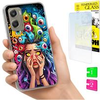 Etui Do Motorola Moto G06 / G06 Power Obudowa Case Plecki Oczy + Szkło