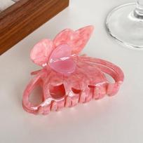 Dorei Accessories Stylish Acetate Heart Butterfly Hair Claw Clip For Elegant Updos Pink 8.7cm