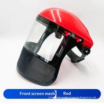 Garden Grass Trimmer Weed Wacker Safety Helmet Hat With Full Face Mesh Mask For Logging Brush Cutter Forestry Protection raudona