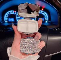 Diamond-Studded Square Pill Box: Creative Compartmentalized Medicine Organizer