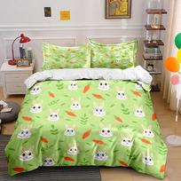 Cute Bunny Heads With Carrots Background Printed Duvet Cover Set1 Duvet Cover+2 Pillowcasemulti Size Bedroom Bedding Decor EU Twin 135X200cm&set