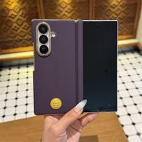 For Samsung Galaxy Z Fold 7 Case Luxury PU Leather Cover Equipped With Central Hinge Protection Back Shell Dustproof Bumper Galaxy Z Fold7 violetinė
