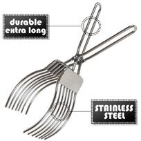 Stainless Steel Roast Beef Cutting Tongs Meat Bread Slicing Tong Onion Tomato Holder For Slicing Vegetable Fruits Cutting Kitche juoda