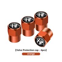 4Pcs Car Wheel Tire Valve Protection Caps Dust Cover For Alfa Romeo GT Stelvio F1 Brera Volante Tonale Gloria Disco
