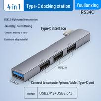 YouLianXing Multi-Port USB & Type-C Hub/Docking Station pilka spalva