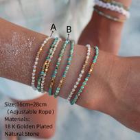 Vlen Turkio Mėnulio Akmens Apyrankės Moterims Reguliuojama 3mm Natūralaus Akmens Pulseras Boho Vasaros Paplūdimio Papuošalai Dovana Atostogoms