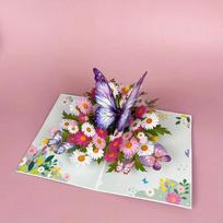 1Pc Vibrant 3D Pop-Up Greeting Card, Colorful Butterflies & Daisies, Perfect For Birthday Mother's Day Wedding