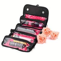 Large Capacity 4-Layer Roll-up Travel Storage Bag Foldable Toiletry Organizer Cosmetic Makeup Bag Pouch with Hanging Hook juoda
