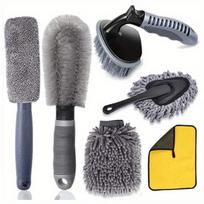 Complete Car Wash Kit, Tire Cleaner, Rim Brush, Duster, Perfect for Cars, Motorcycles and Trunks, Easy To Use Maintenance Tools pilka spalva