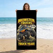 1pc M-Monster Trucks Large Tires Beach Towel Super Absorbent Suitable for Beach Vacation Pool Summer Gift for Friends And Kids 40X60CM