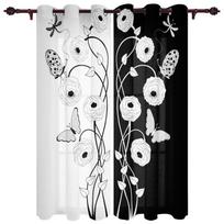 Dandelion Black And White Window Curtain For Living Room Bedroom Luxury Home Kitchen Decor Items Curtains 135W x 60H(cm) white