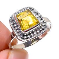 Natural Citrine Gemstone Handmade 925 Solid Sterling Silver Gift Ring S.7 l9h33
