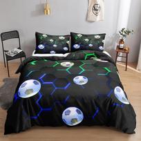Futbolo patalynės užvalkalų komplektas 3D futbolas su ugnimi Paaugliams lovos komplektai Berniukams Sportinis Twin Double Queen King Dydžio Poliesterio Quilt užvalkalas 135x200cm 2pcs blue