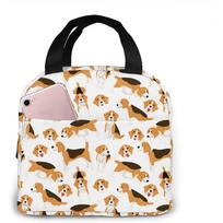 Beagle Dog Lunch Bag Insulated Water-Resistant Tote Bag Reusable Lunch Box for Work Picnic Travel 22x20x13CM smėlis