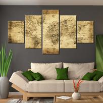 Modernus HD spausdintas sienų meno rėmas Drobės paveikslai 5 dalys Pasaulio žemėlapio tapybos plakatas Namų dekoras svetainei 20x35cm*2  20x45cm*2  20x55cm*1