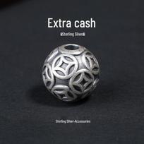 999 Pure Sterling Silver Coin Beads: May Wealth Roll In - Men’s & Women’s Bracelet Pendants & Spacer Accessories 8mm Silver Coin Bead-1 piece