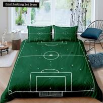 Žalias Futbolo Aikštės Karalius Karalienė Antklodės Užvalkalas Futbolo Aikštės Antklodės Užvalkalas Berniukams Vyrams Sporto Žaidynės Patalynės Komplektas Poliesterio Antklodės Užvalkalas EU single(135x200cm)