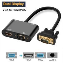 Trys viename Vga adapteris Vga su HDMI suderinamas + vga + garsas kelių prievadų ekrano garso sinchronizavimas juoda