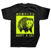 2026 Adopt A Cat Opossum Japanese T Shirts Graphic Cotton Short Sleeve Birthday Gifts Style Tshirt Mens Women Unisex 2XL