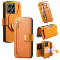 2 viename Nuimamas Užtrauktukas Kortelių Lizdas Piniginė Odinis Dangtelis Skirtas Xiaomi Redmi Note 13 Pro Plus 12 13C 14Tpro Magnetinis Nuimamas Dangtelis For Redmi 12 geltona