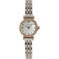Emporio Armani Gianni T-Bar Mini Silver Bicolor Rose Metal Ladies Quartz AR1764 sidabras
