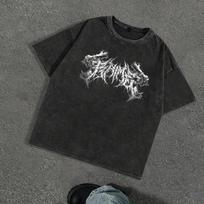 Vyriški marškinėliai su grafika Unisex Medvilniniai Oversize marškinėliai Trumpomis rankovėmis Vintažiniai Streetwear Laisvalaikio marškinėliai Viršus S juoda