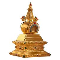 Tibetan Buddhist Stupa with Pearls Relics Buddhas Pagoda Tower Metal Statue for Harmonious Living Space Enhancement 1