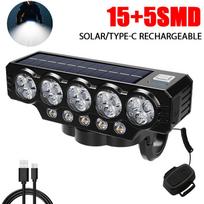 Ryškus dviračio priekinis žibintas - USB-C įkraunamas 2000LM LED, IPX5 vandeniui atsparus dviračių žibintas skirtas važiavimui keliu/MTB naktį (5 šviesos režimai)