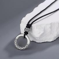 Tichiya 999 Sterling Silver Men's Ethnic Cloud Pendant Necklace with Ping'an Buckle Pure Silver