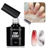 TOMICCA Gel Nail Top Coat 8ml No Wipe Required Clear Gel Nail High Gloss Polish Top Coat Easy Compatible - - - UV/LED
