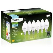 6X LED lemputė E14 Žvakė B35 10W = 75W 1100Lm 6500K Šalta 180° Lumiled