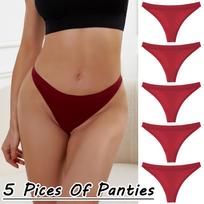 5-Pack Women's Low-Waist Sexy T-Back Underwear - Plus Size, European & American Style, Breathable Triangle Briefs
