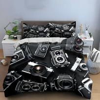 Vintage Camera Set Decoration Multiple Sizes Kid'S And Adults' Bedroom Exquisite 3Pc Bedding Set, Gift EU Twin 135X200cm&set