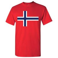 Norvegija Europos Vėliava Pagrindiniai Medvilniniai Marškinėliai - Raudoni S