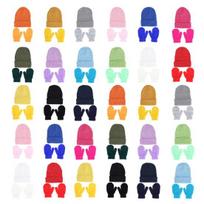 30 Set Kids Winter Beanie Gloves Bulk, Warm Knit Hat Mittens Set, Cold Weather Skull Hat Knitting Gloves for Boys Girls (30Pcs Hats + 30 Pairs of 1 Set