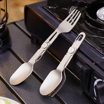 Titanium Folding Rotating Spork with Locking Function 2-in-1 Spoon Fork Combo Ultra Lightweight for Camping Hiking Backpacking China Mainland