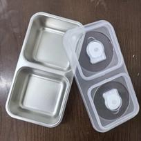 Stainless Steel Lunch Box with Silicone Compartments – Fresh-Keeping Rectangular Bento Container