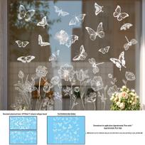 White Butterfly Flower Electrostatic Glass Stickers - Spring Window Decorations, Adhesive & Trace-Free 30cm x 60cm x 2 Sheets (Cotton Swab Roll)