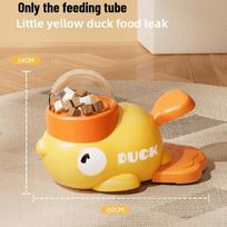 Interactive Pet Puzzle Feeder Little Yellow Duck Food Leak Toy Non-slip Base Slow Eating Bowl for Puppy Cat Daily Entertainment
