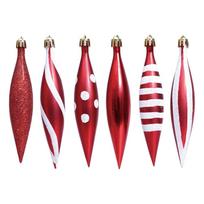 6Pcs Red Color Christmas Tree Decoration Electroplated Finish Unique Pattern Christmas Ornaments Handcrafted Plastic Material