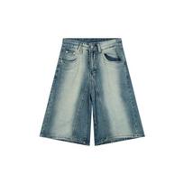 Women's Summer Section of Blue Retro Jeans High-waisted Loose Thin Straight Trousers Five-minute Casual Shorts S
