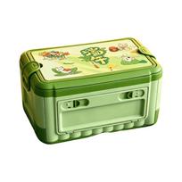 Large Capacity Folding Storage Box Carry Handle Reusable Plastic Organizer Box Business Handle Collapsible Design žalia