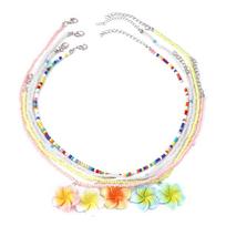 5Pcs Bohemia Flower Beaded Necklace Resin Plumeria Necklace New Bead Choker  Daily Wear B